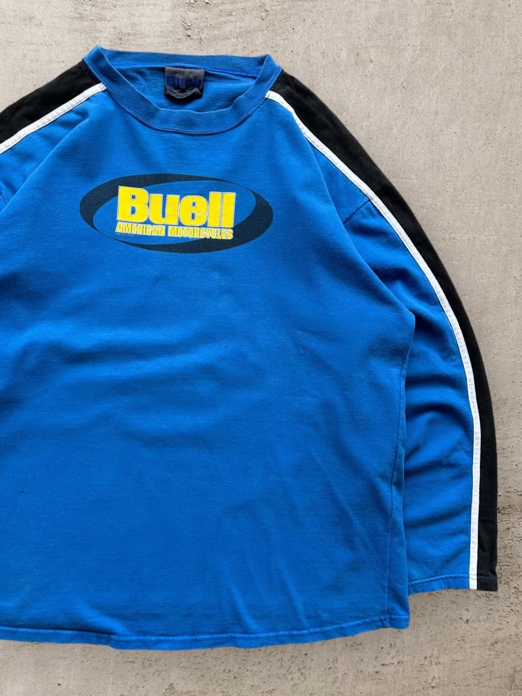 90s Buell Motorcycles Striped Long Sleeve T-Shirt - XL