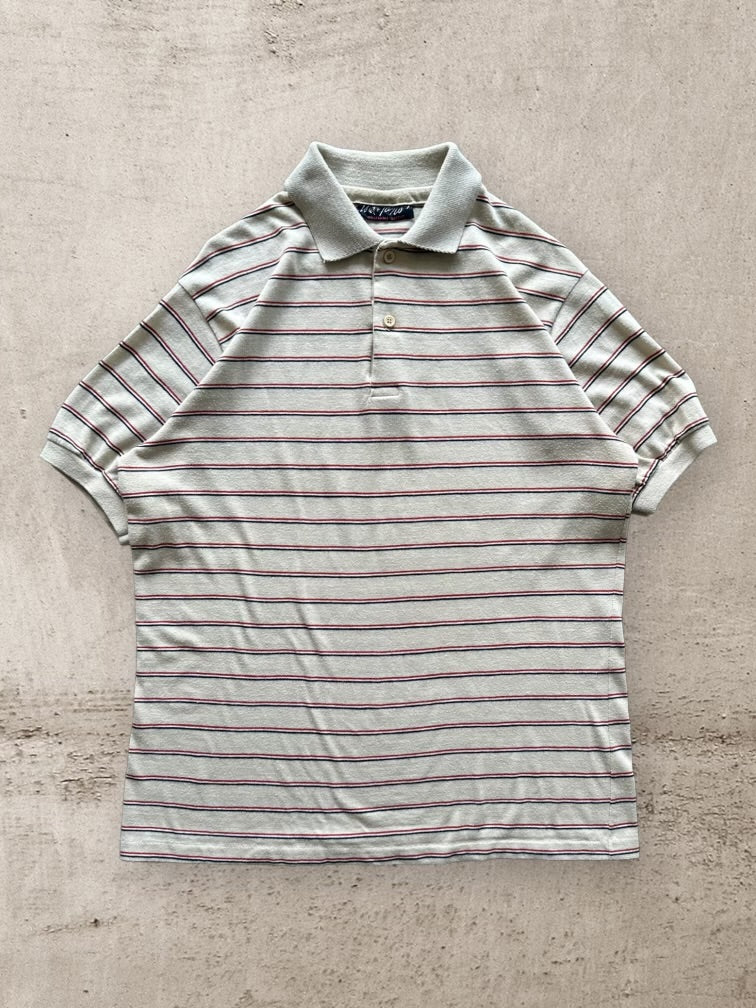 80s Striped Polo Shirt - Small