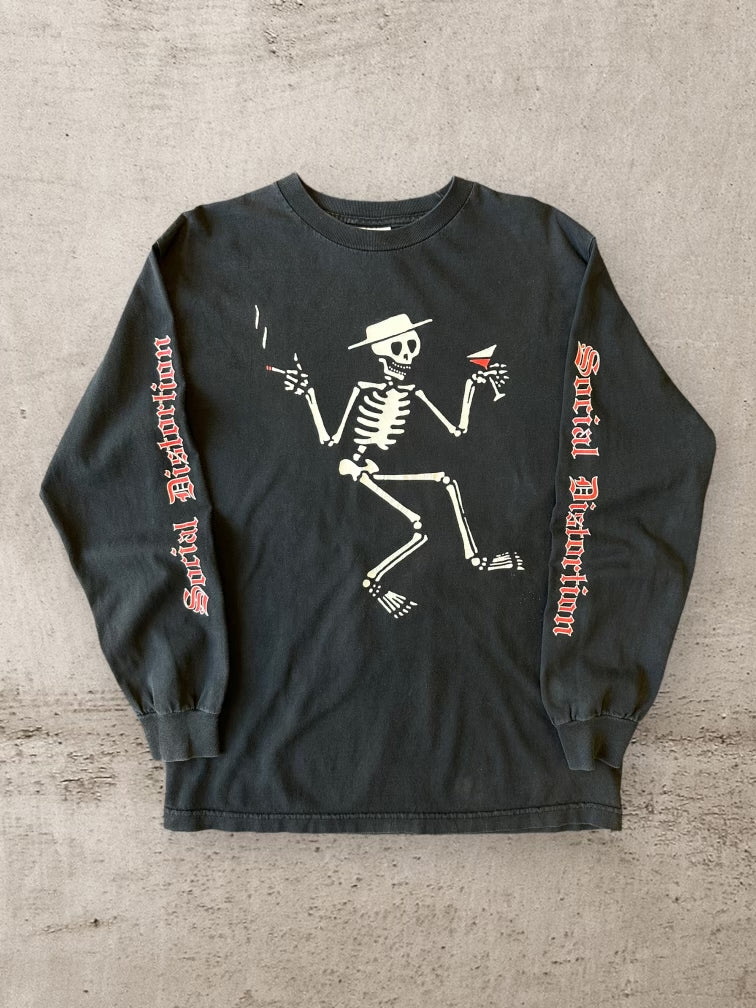 90s Social Distortion Dancing Skeleton Long Sleeve T-Shirt - Medium