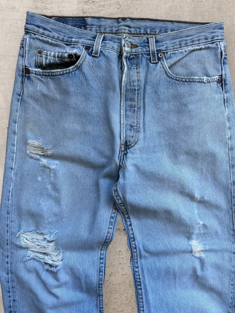 90s Levi’s 501 Distressed & Repaired Denim Jeans - 32x30