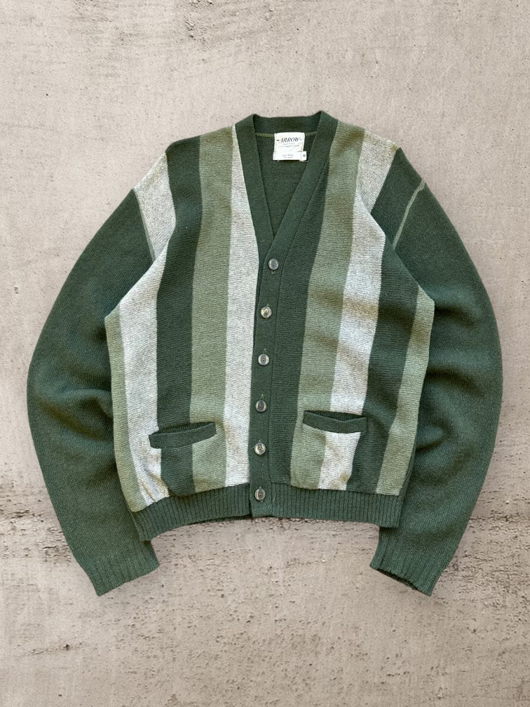 80s Arrow Striped Wool Cardigan - Medium