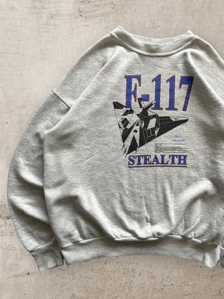 90s F-117 Stealth Bomber Graphic Crewneck - Large