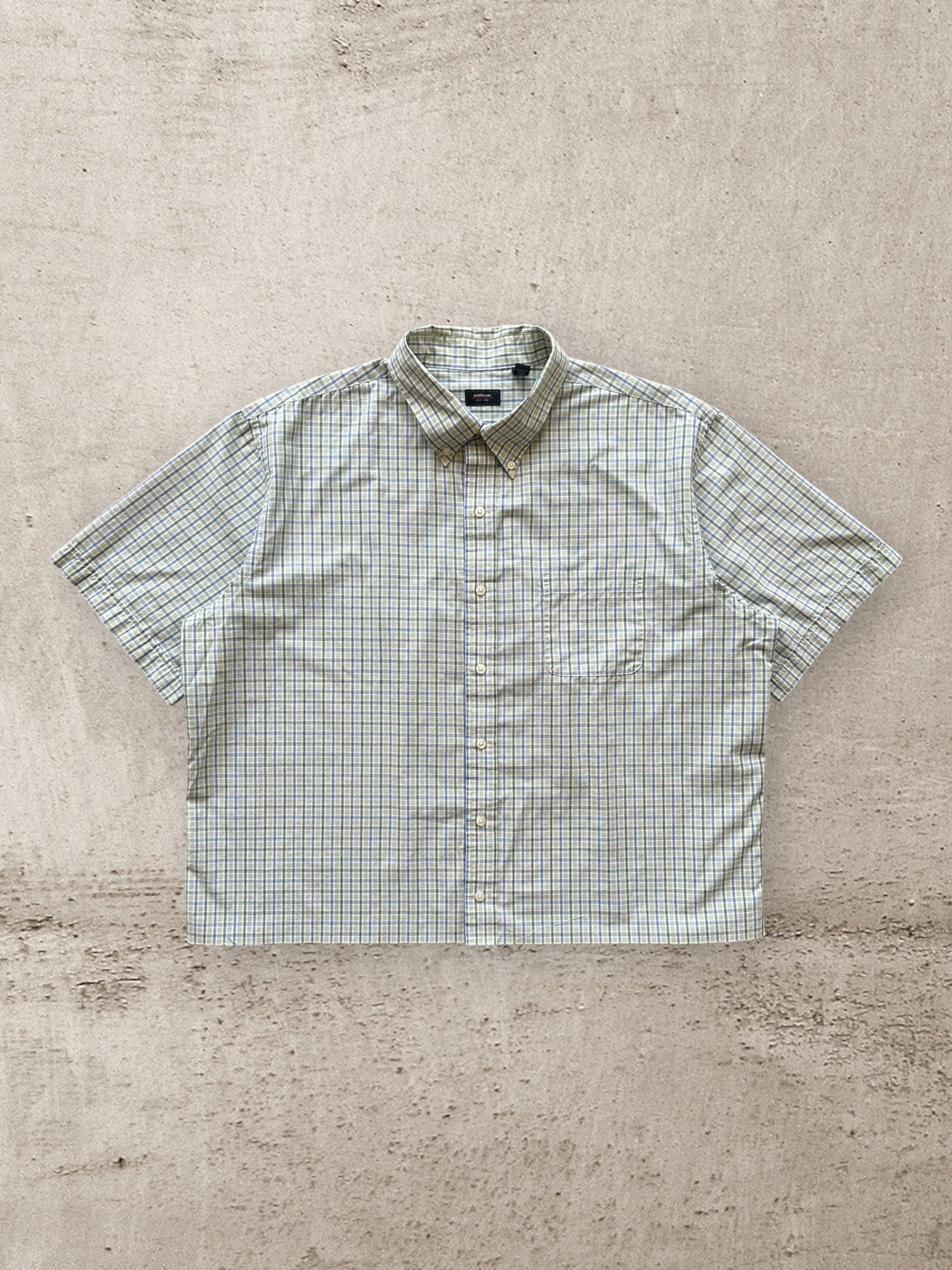 00s Arrow Plaid Cropped Button Up Shirt - XXL