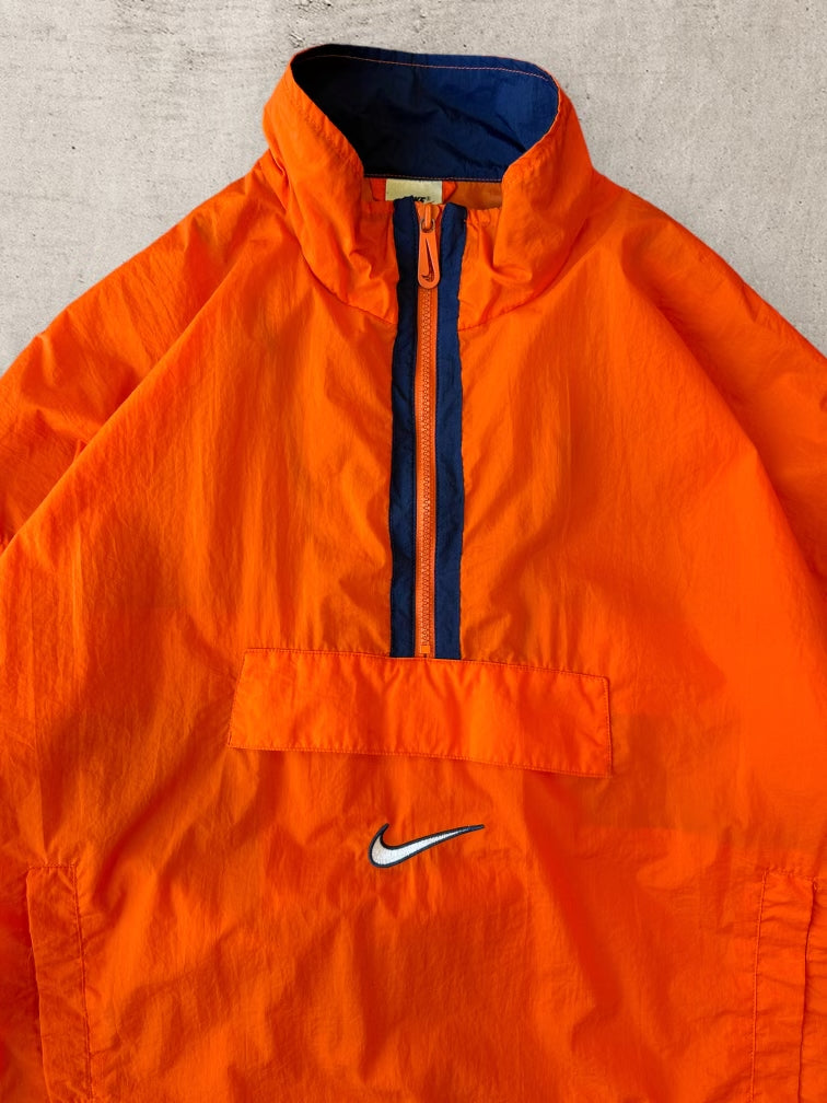 90s Nike Orange & Blue 1/4 Zip Windbreaker Jacket - XL