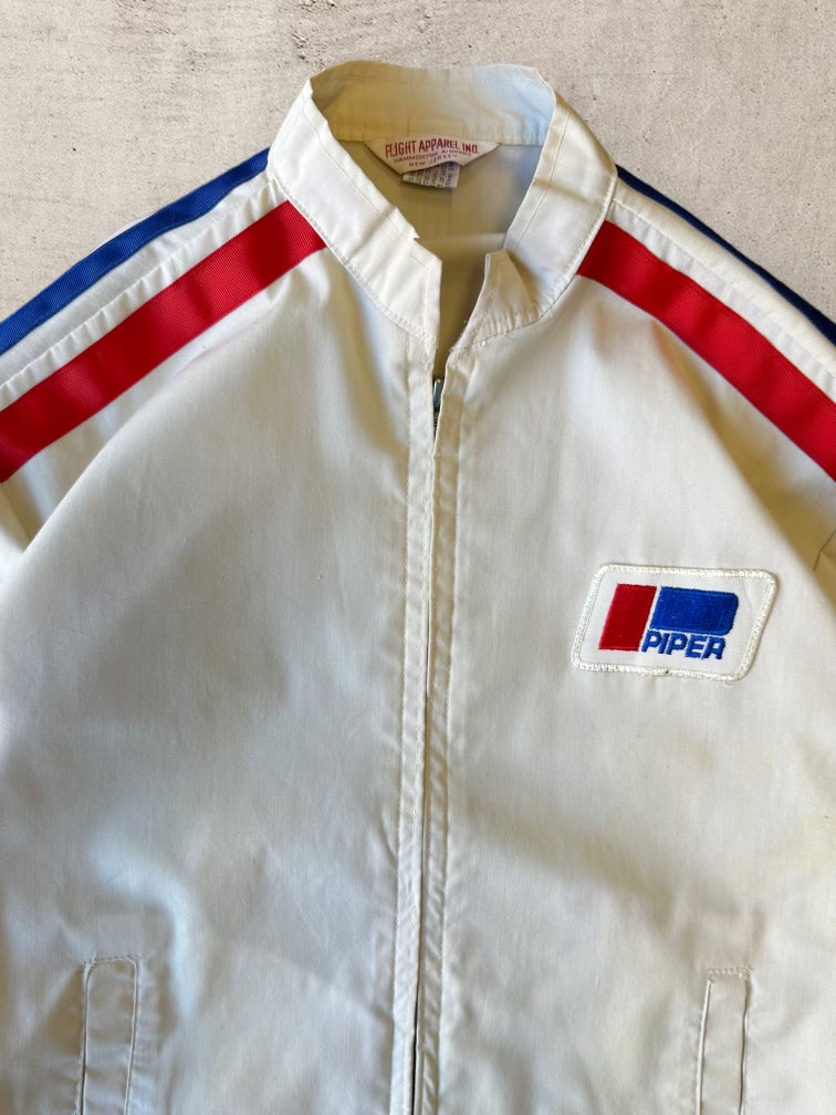 70s/80s Piper Striped Zip Up Jacket - Medium