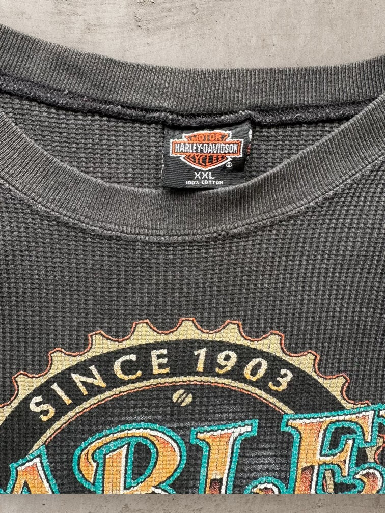 90s Harley Davidson Thermal Long Sleeve Shirt - XXL