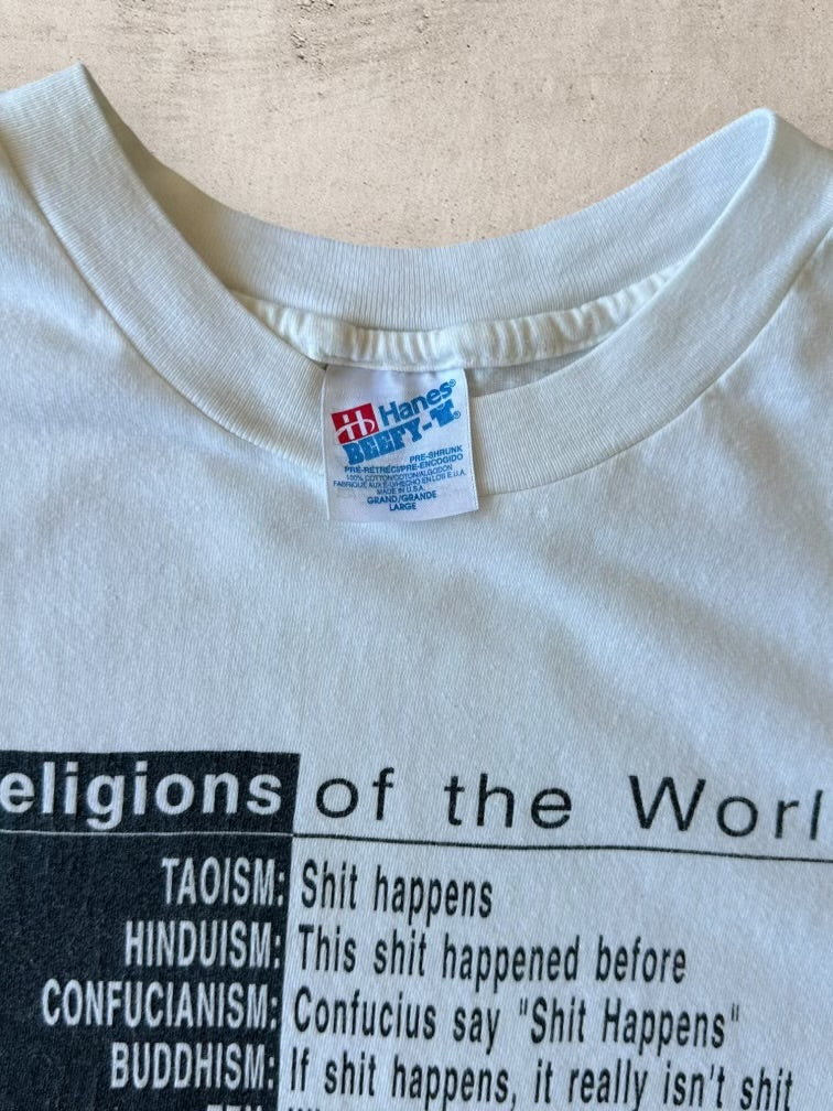 90s Religions of the World Graphic T-Shirt - Large