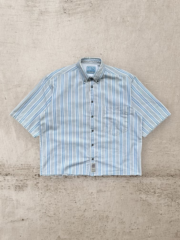 90s Levi’s Stripe Cropped Button Up Shirt - Medium