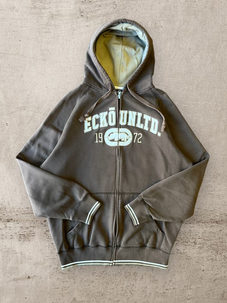 00s Ecko Unlimited Brown Zip Up Hoodie - Large