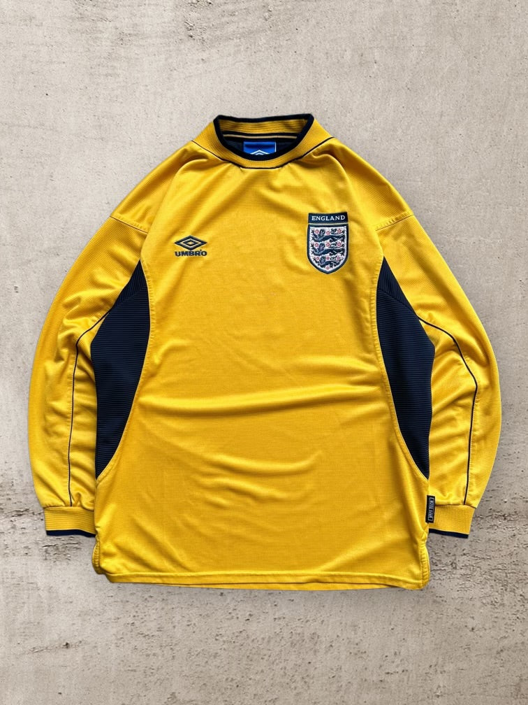 99-00s Umbro England Goal Keeper Football Color Block Jersey - Large