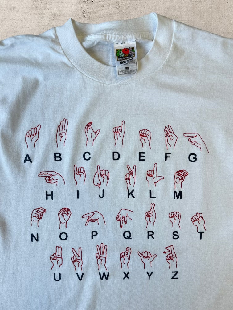 90s Sign Language Alphabet T-Shirt - Large