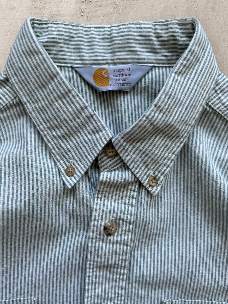 90s Carhartt Striped Button Up Shirt - XL