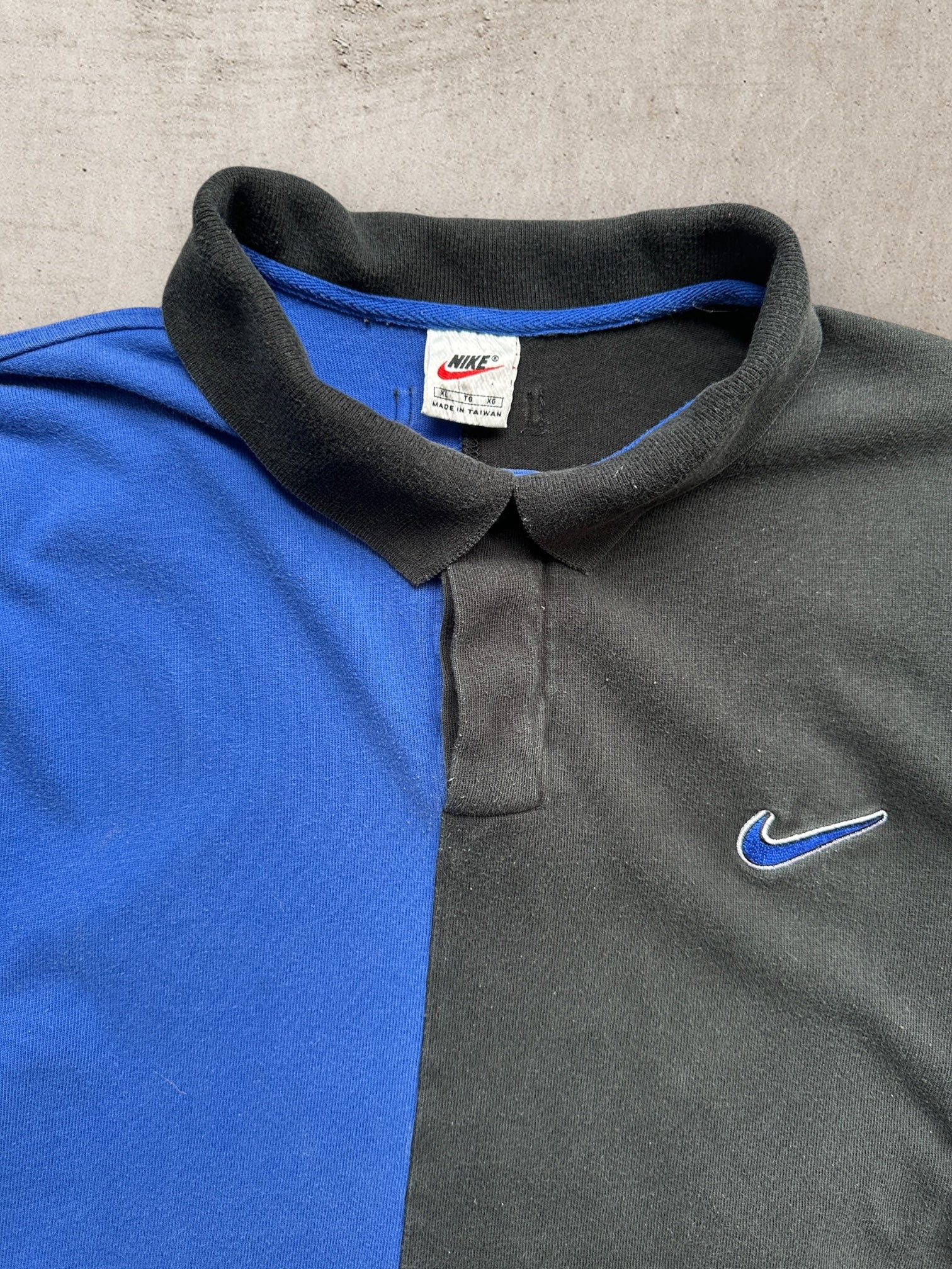 90s Nike Color Block L/S Polo Shirt - XL
