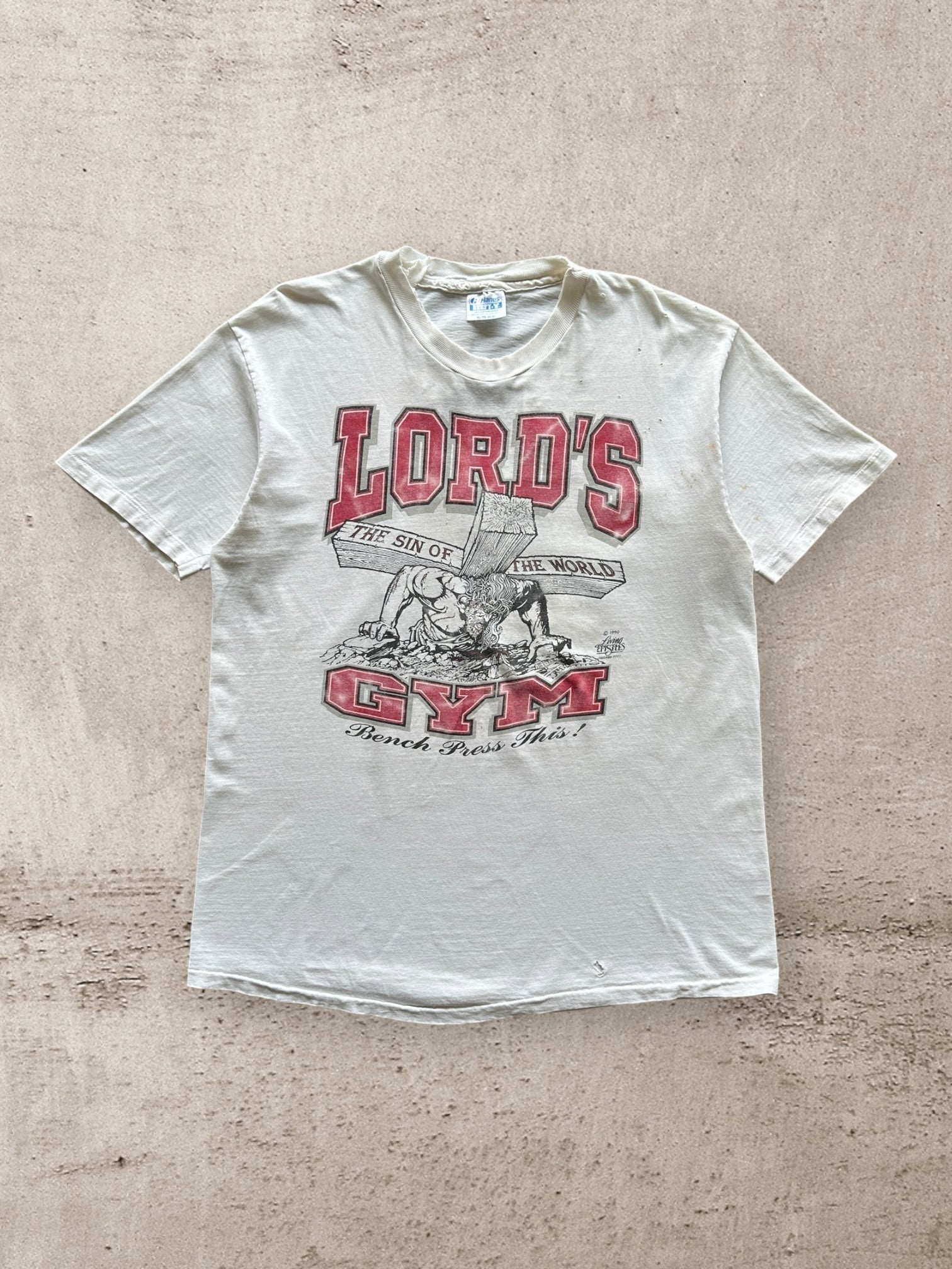 90s Lords Gym Distressed Graphic T-Shirt - XL