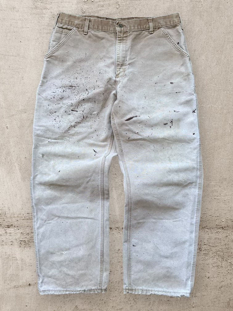 00s Carhartt Paint Splatter Faded Carpenter Pants - 38x30