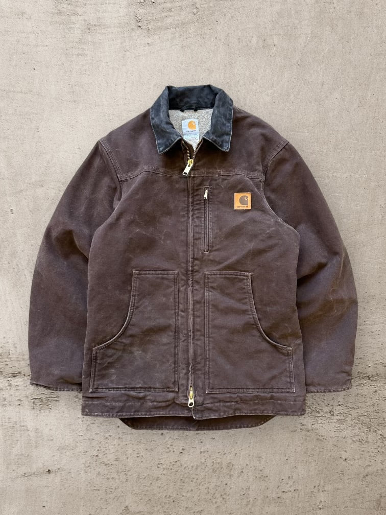 00s Carhartt Brown Sherpa Lined Jacket - Small