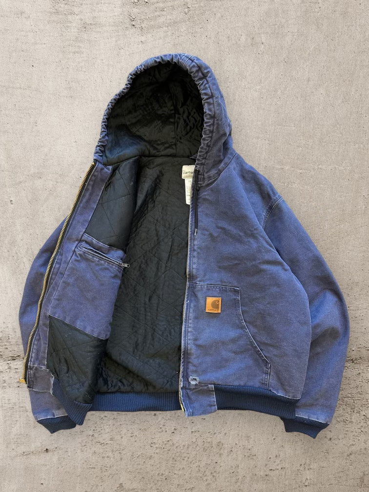 00s Carhartt Blue Hooded Jacket - Large