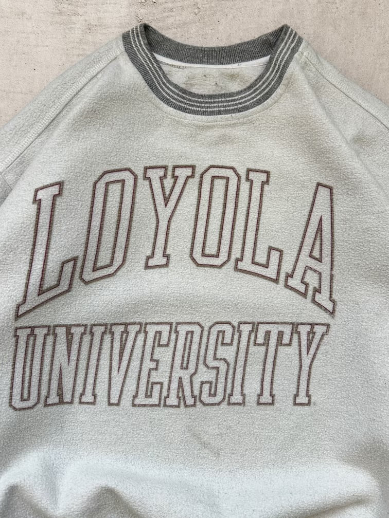 90s Loyola University Striped Collar Crewneck - XL