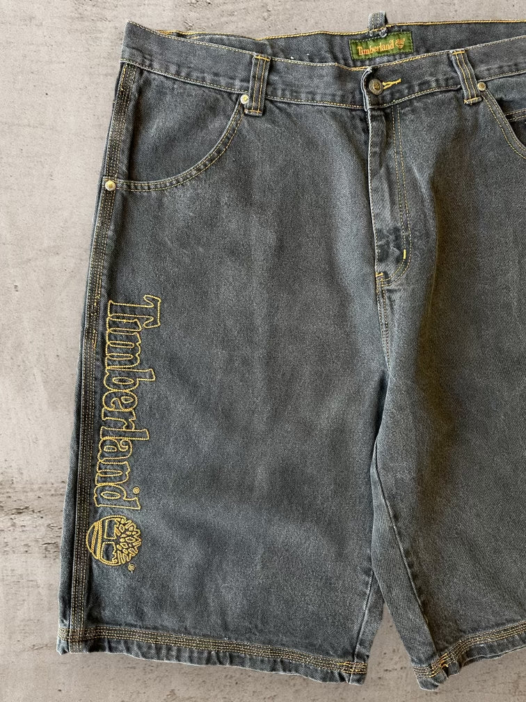 00s Timberland Black Baggy Denim Shorts - 38”