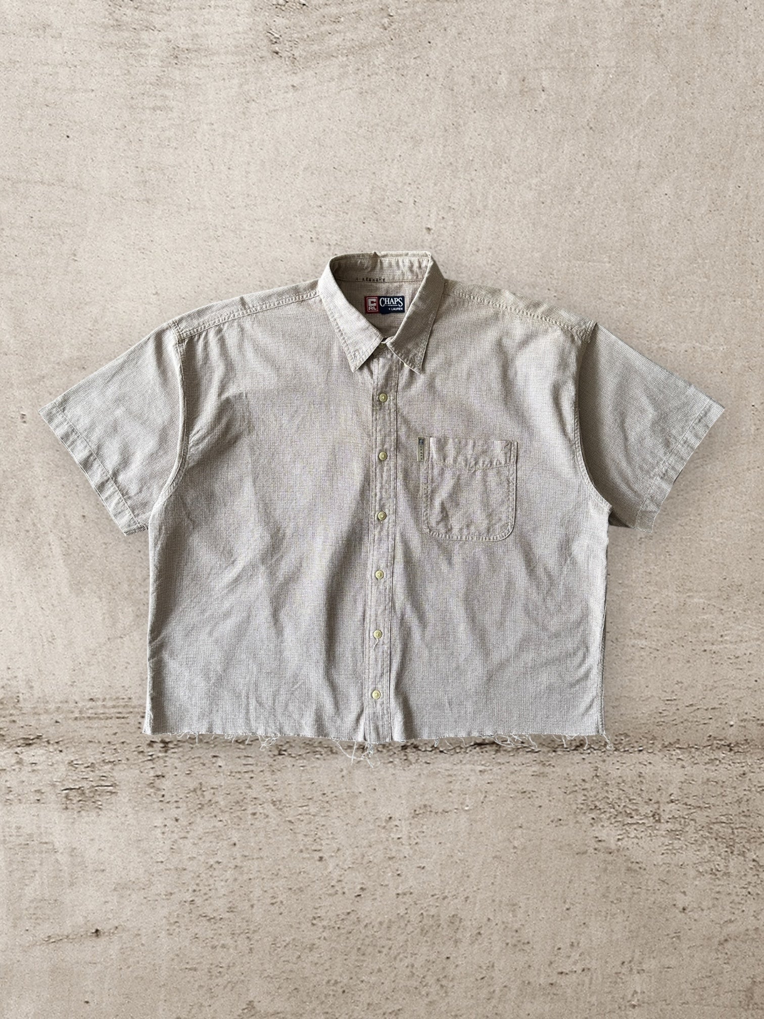 00’s Chaps Cropped Plaid Button Up Shirt- XL