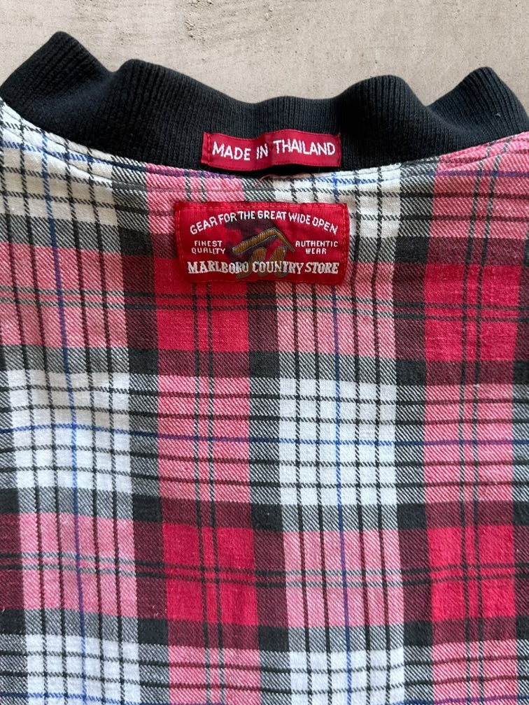 90s Marlboro Cigarettes Reversible Plaid Work Vest - XL