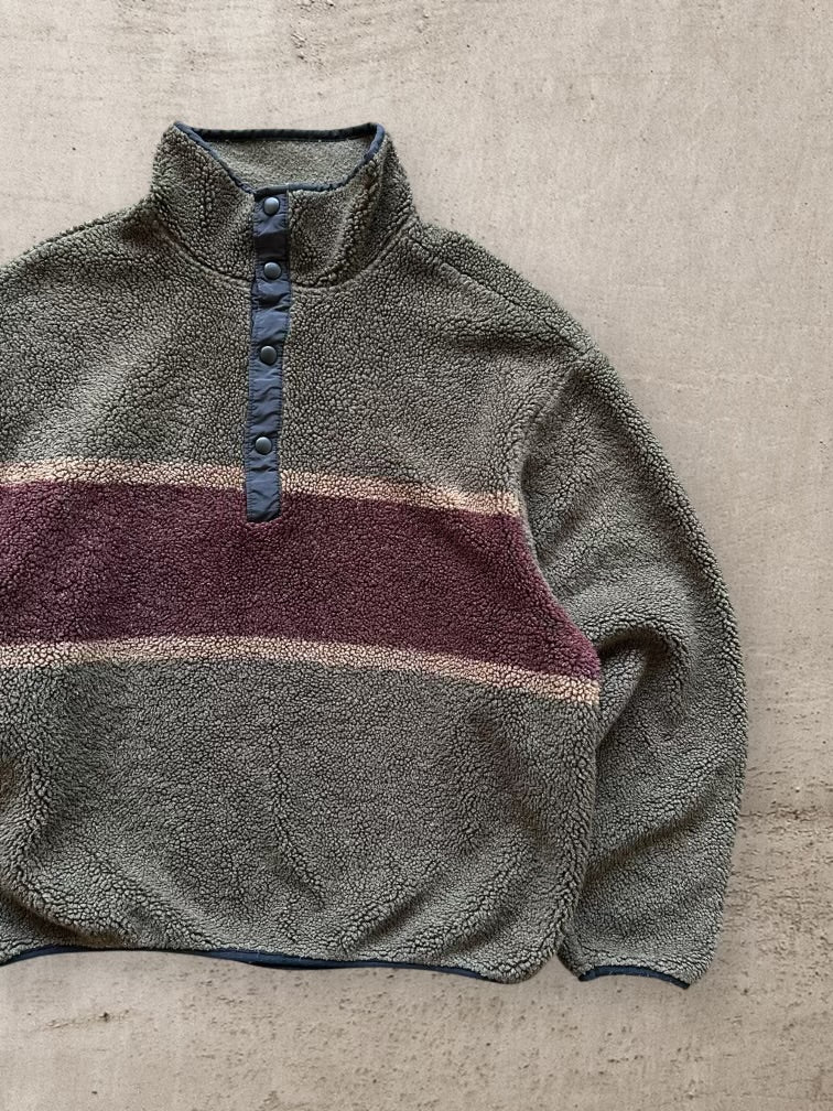 00s Woolrich Striped Henley Fleece - XL