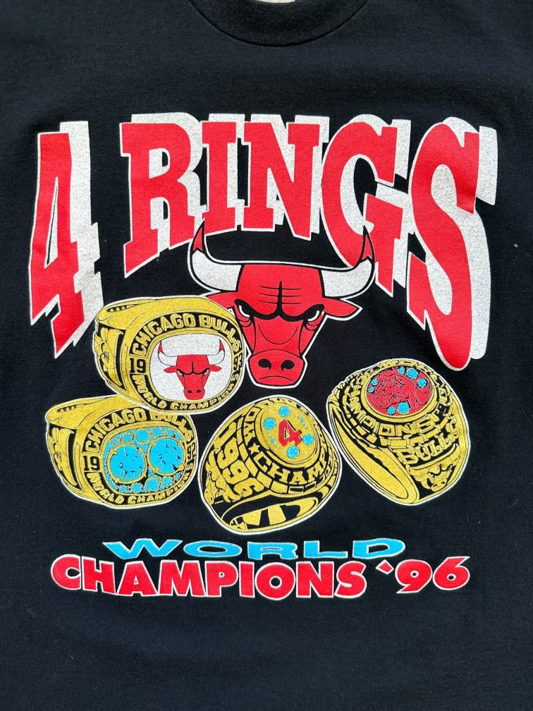 90s Chicago Bulls 4 Rings Graphic T-Shirt - XL