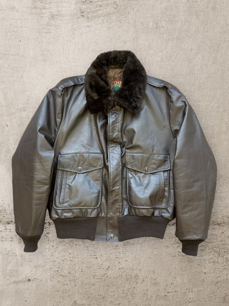 90s Oakton Brown Leather Flight Jacket - Medium – The Juncture