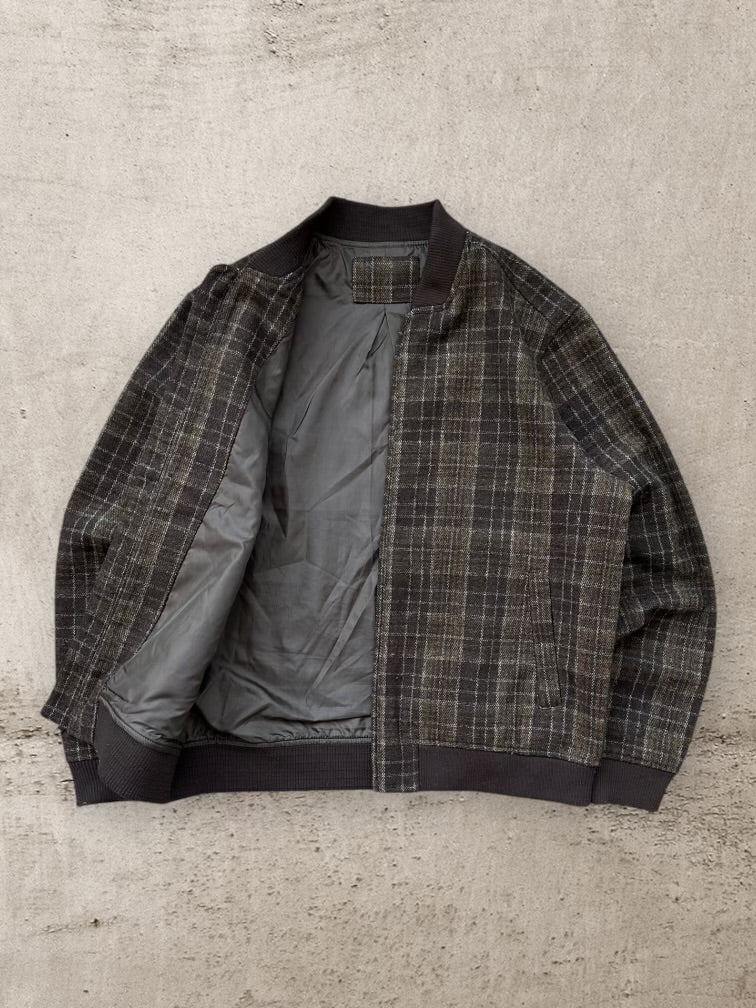 00s Plaid Wool Zip Up Jacket - Large