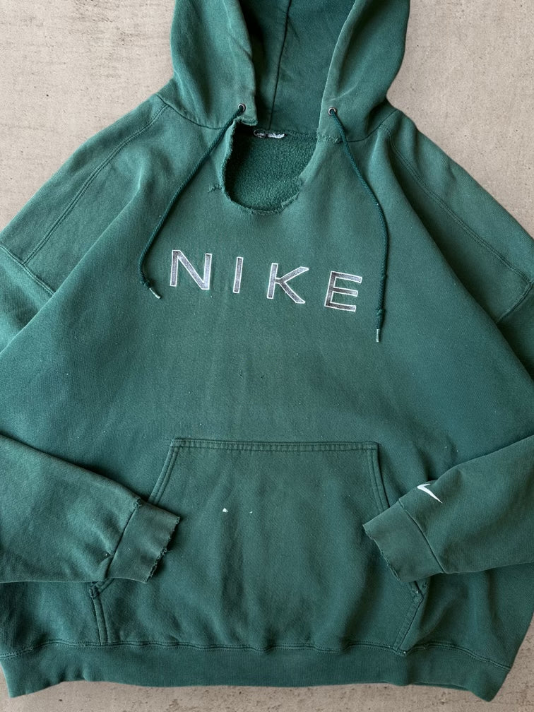 90s Nike Embroidered Forest Green Hoodie - XL
