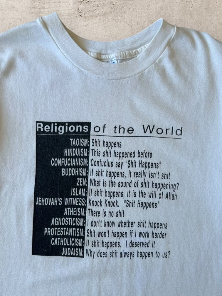 90s Religions of the World Graphic T-Shirt - Large