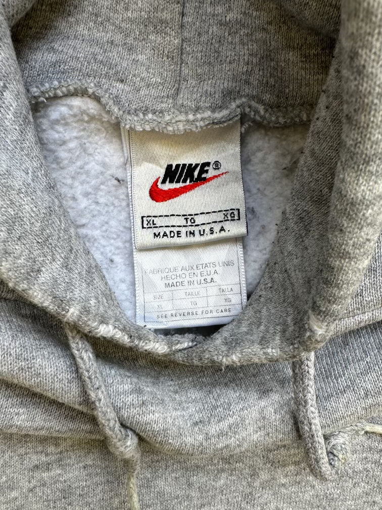 90s Nike Mini Swoosh Heather Grey Hoodie - XL