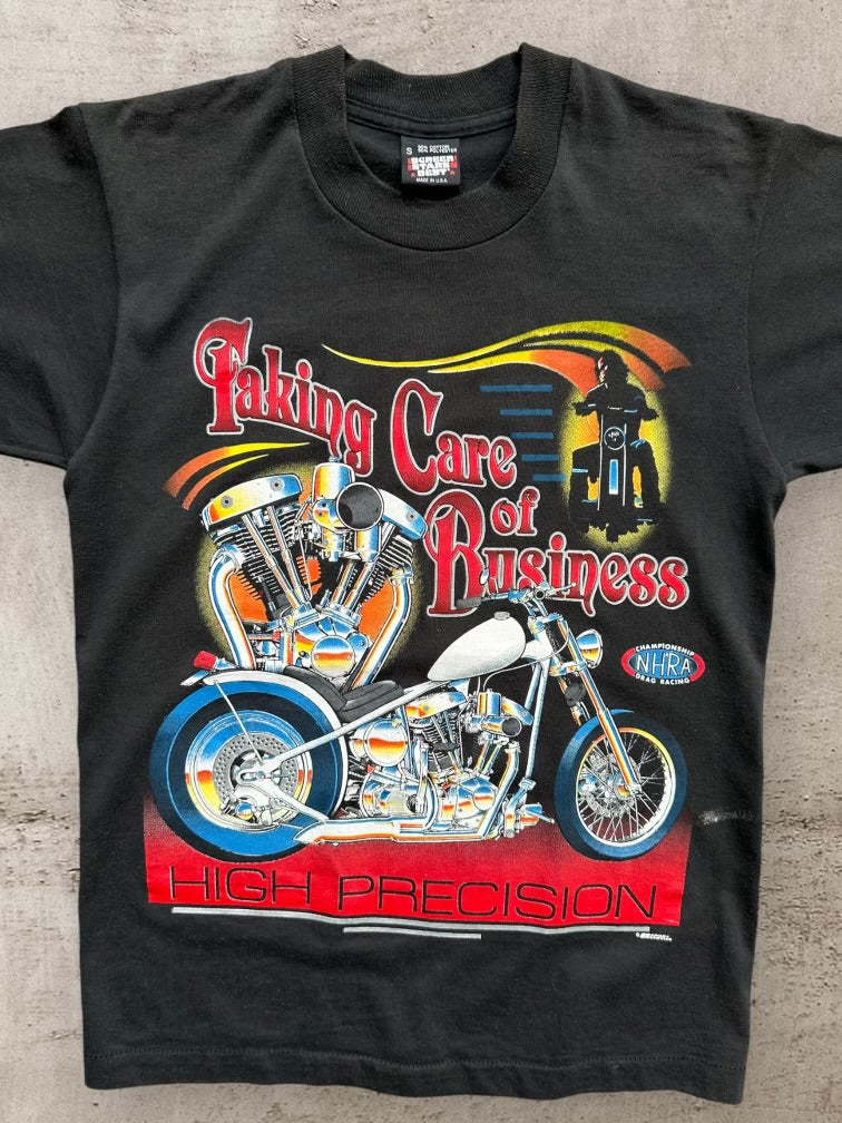 90s Motorcycle Taking Care of Business Graphic T-Shirt - Small