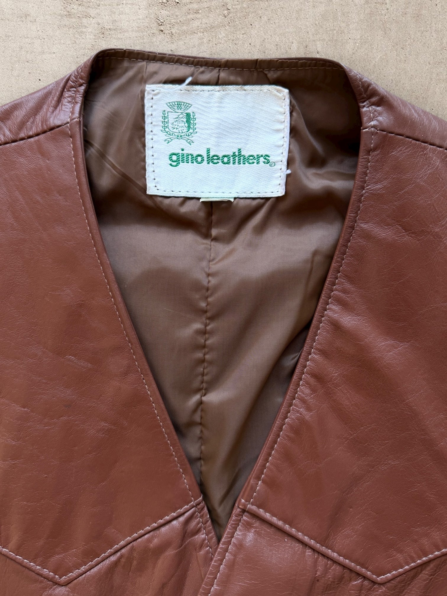 70s Ginos Leather Vest - XL