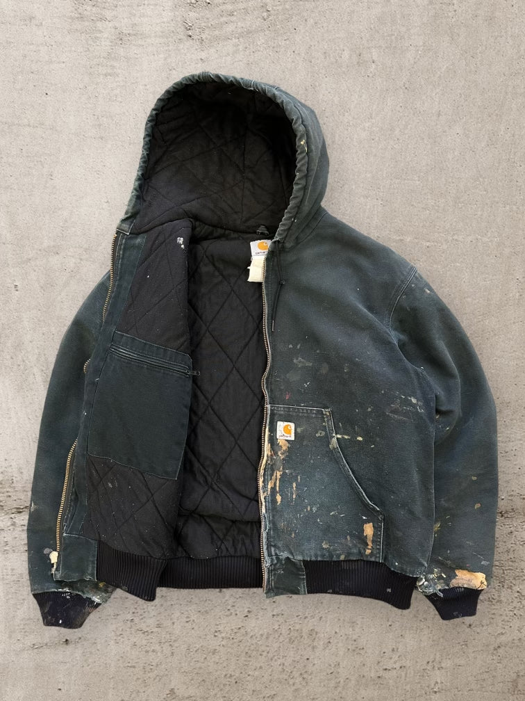 90s Carhartt Distressed Hooded Jacket - Large