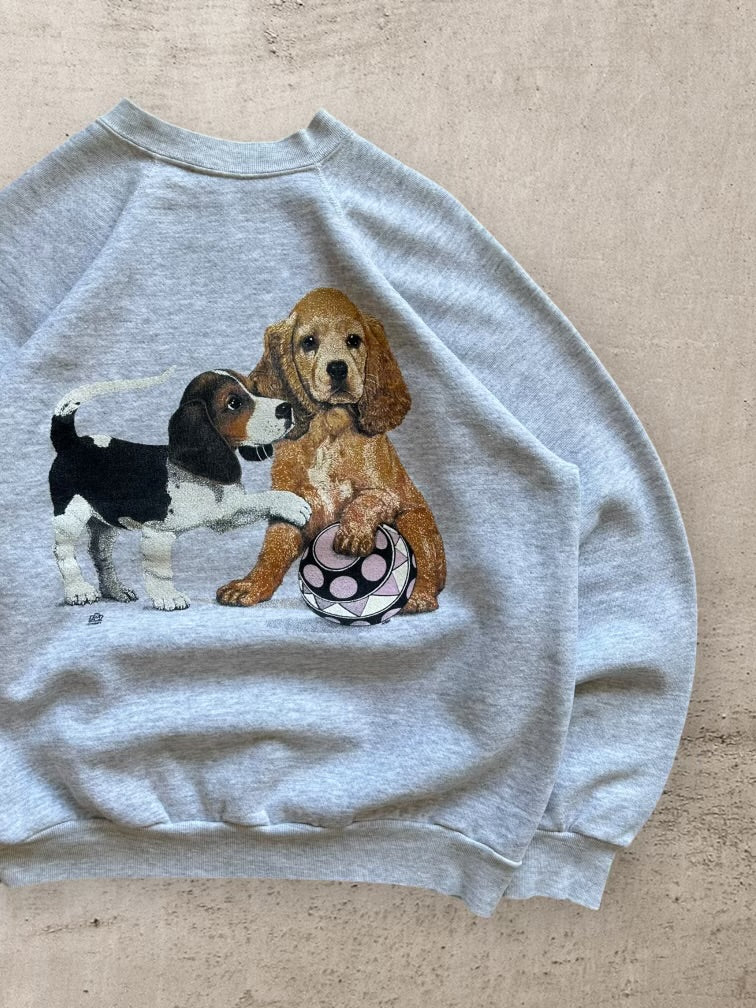 90s Playful Puppies Graphic Crewneck - Large