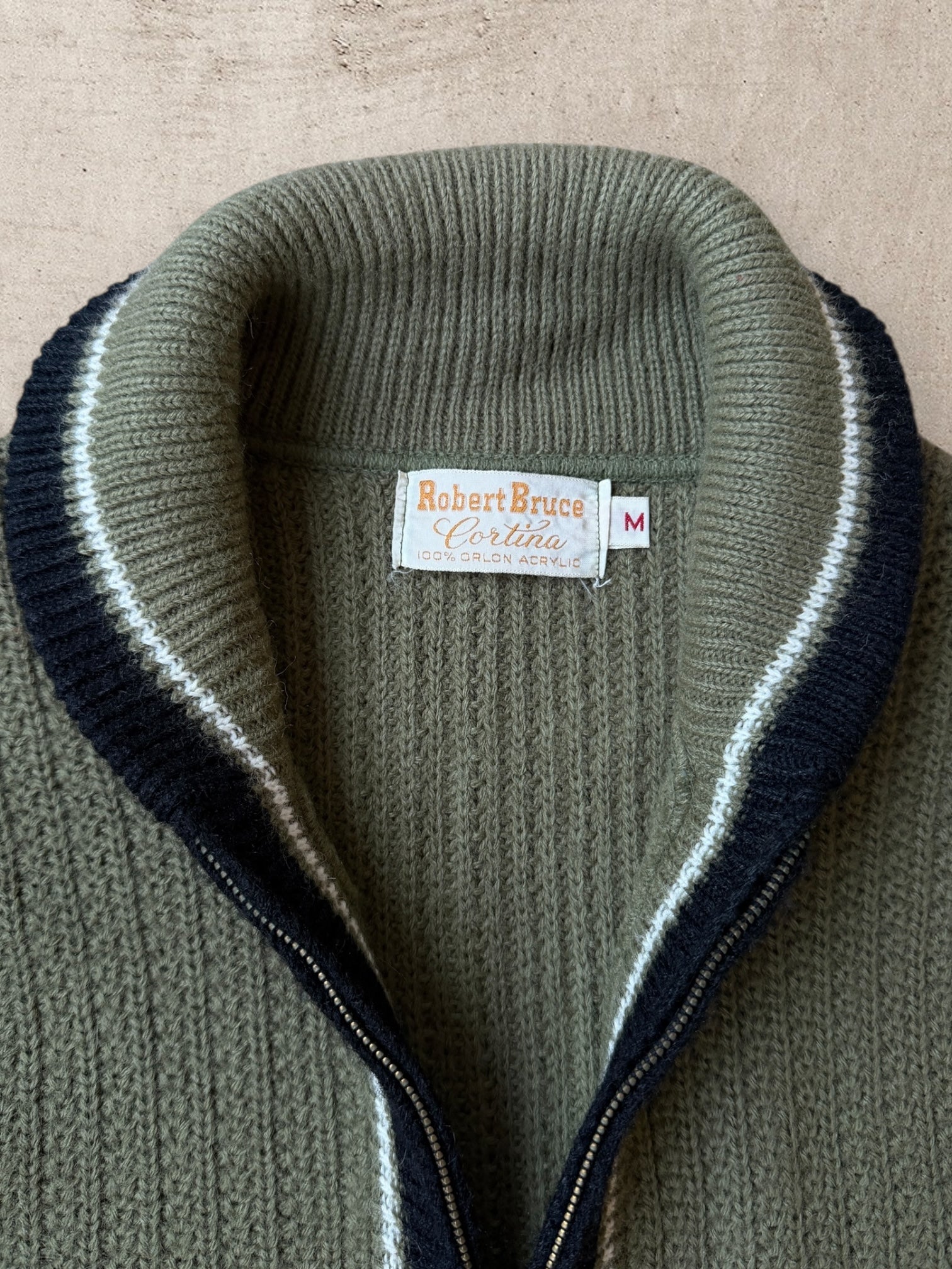 70s Robert Bruce Striped Shawl Knit Sweater - Medium