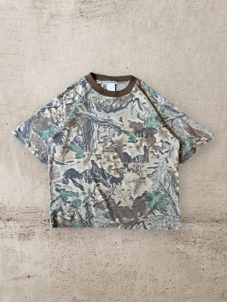 90s Advantage Real Tree Camouflage Ringer T-Shirt - XL