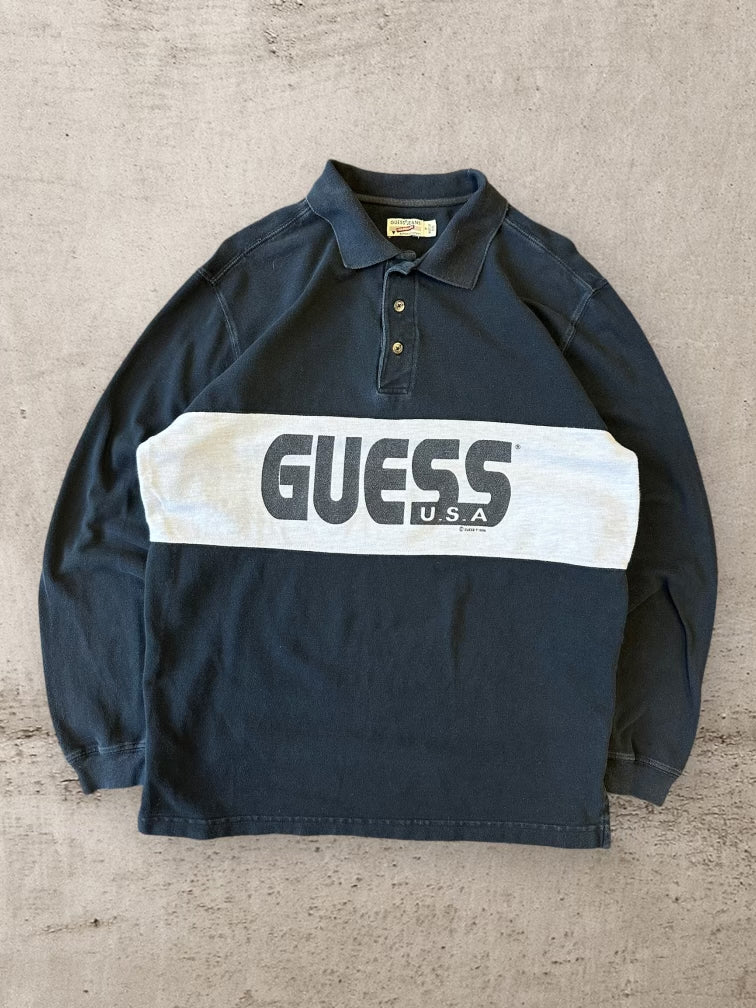 90s Guess USA Color Block Polo Shirt - Large
