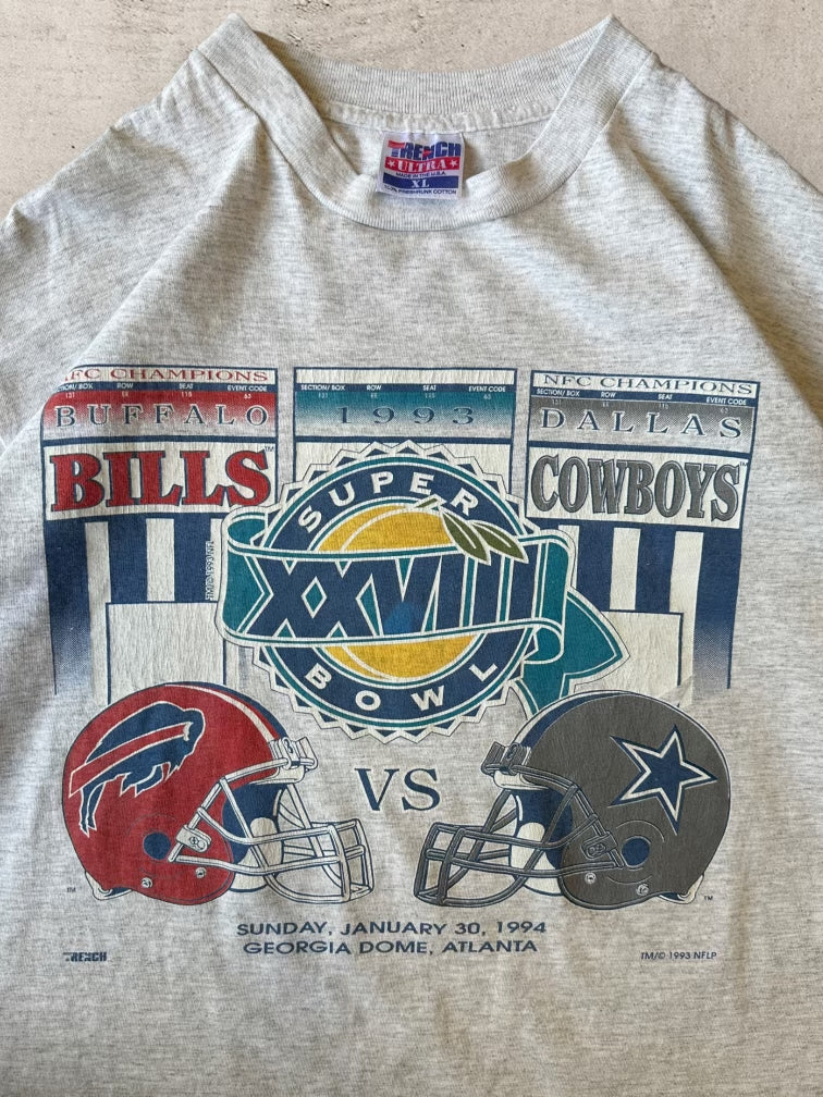 1994 Buffalo Bulls vs Dallas Cowboys Super Bowl T-Shirt - Large