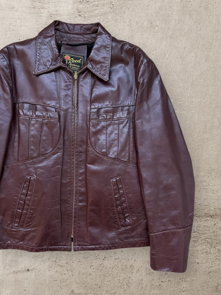 80s Reed Sportswear Fur Lined Leather Jacket - Large