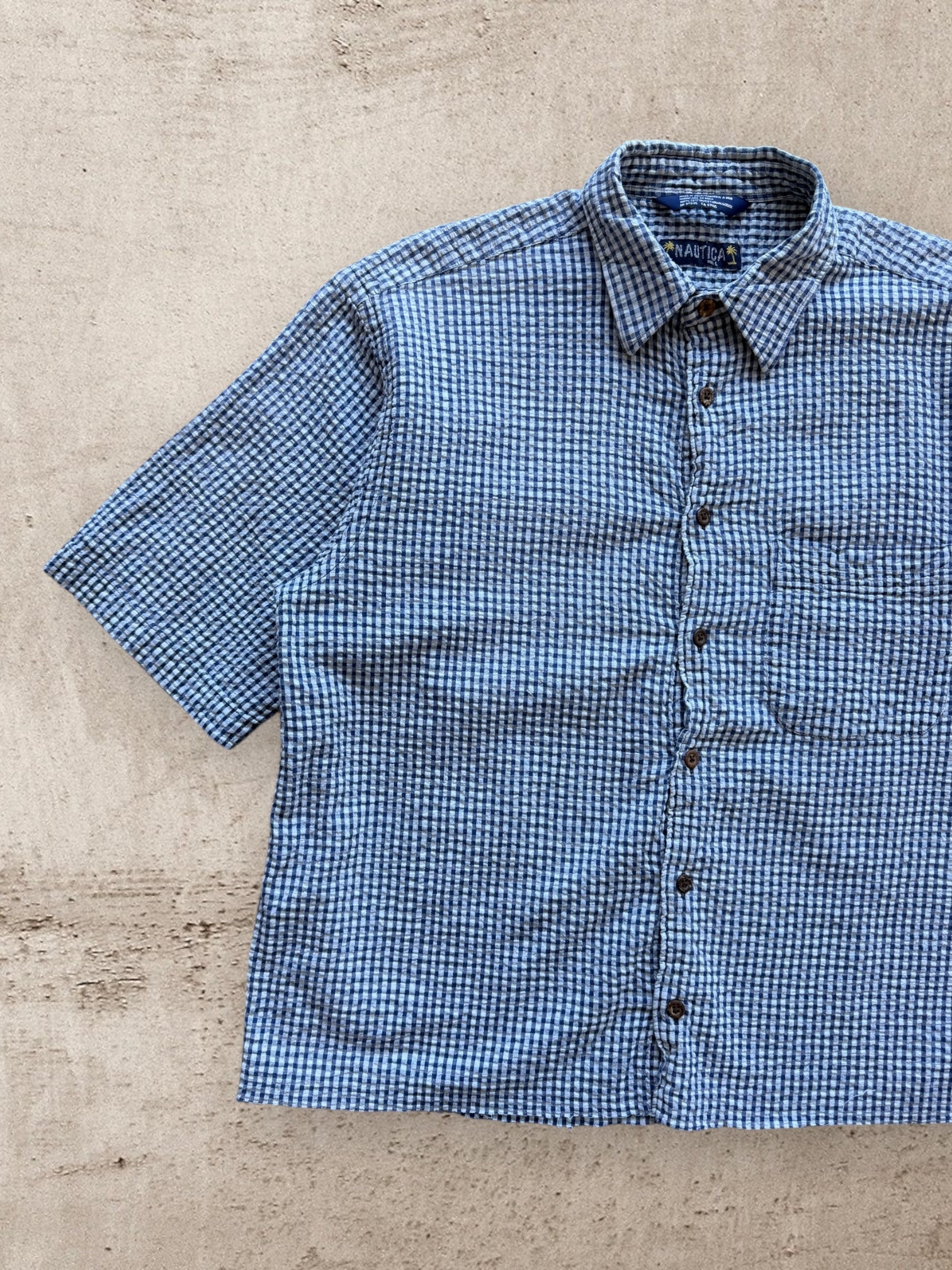 00s Nautica Cropped Plaid Button Up Shirt - XL