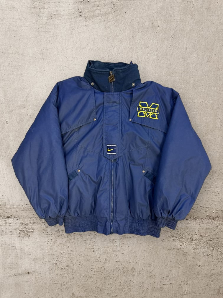 90s Nike Team Michigan Full Zip Puffer Jacket - Medium