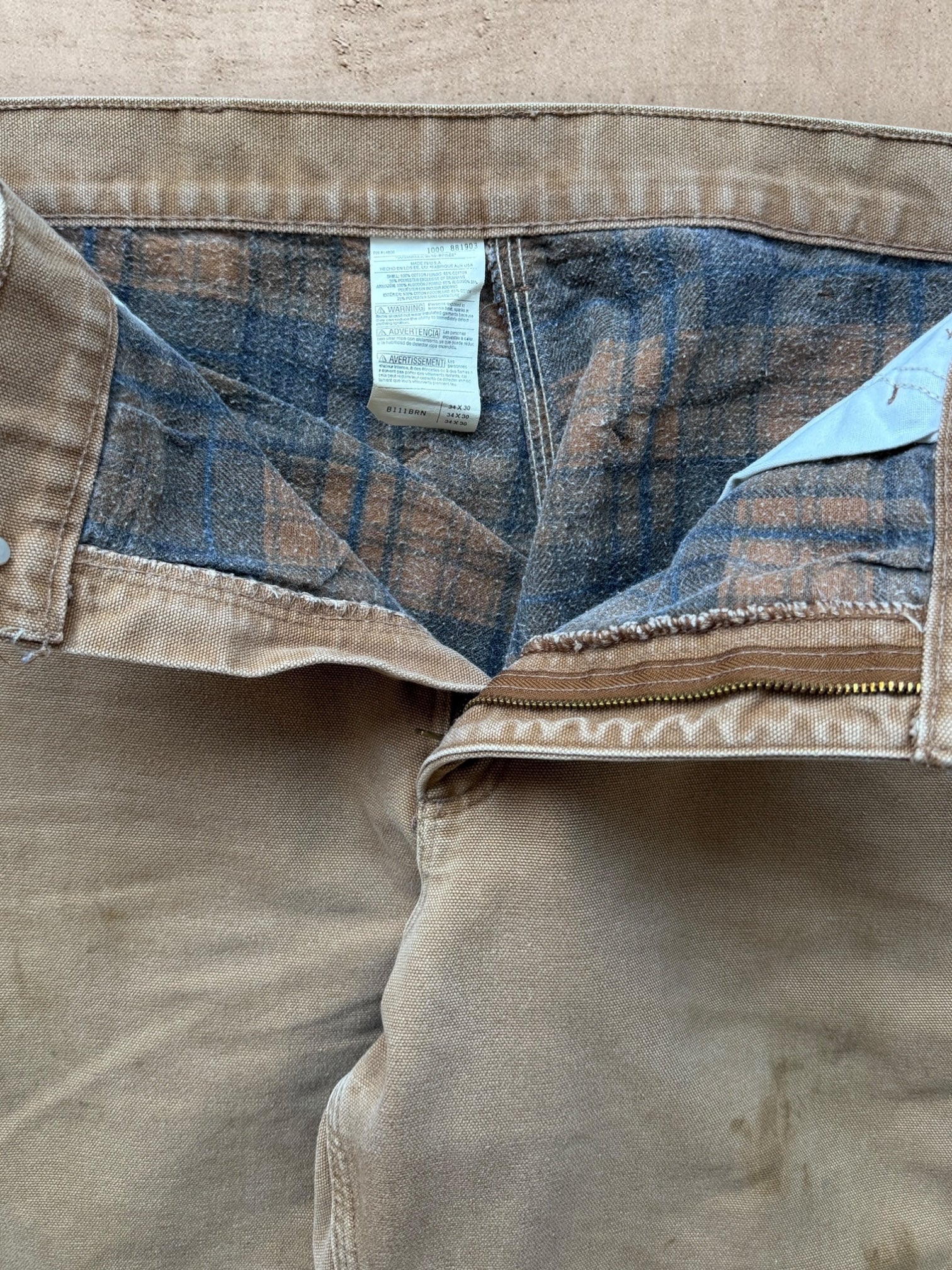 00s Carhartt Blanket Lined Carpenter Pants - 34”
