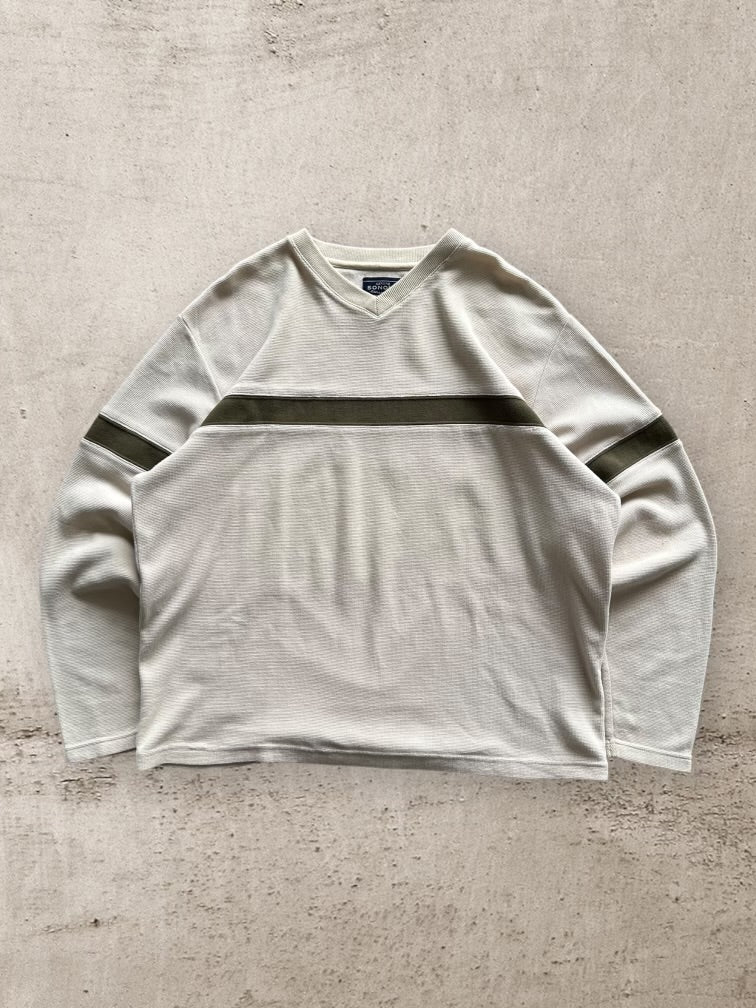 00s Sonoma Striped V-Neck Sweater - XL