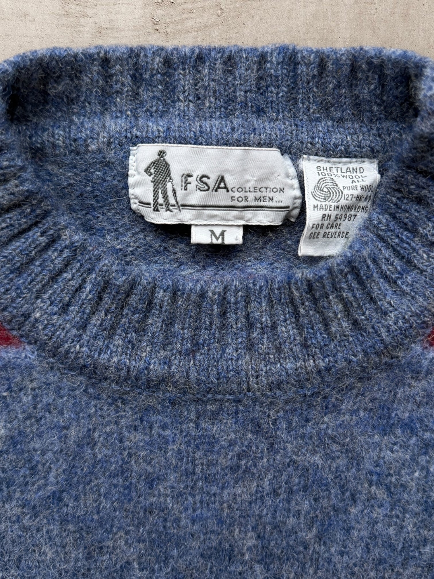 80s FSA Striped Wool Knit Sweater - Small