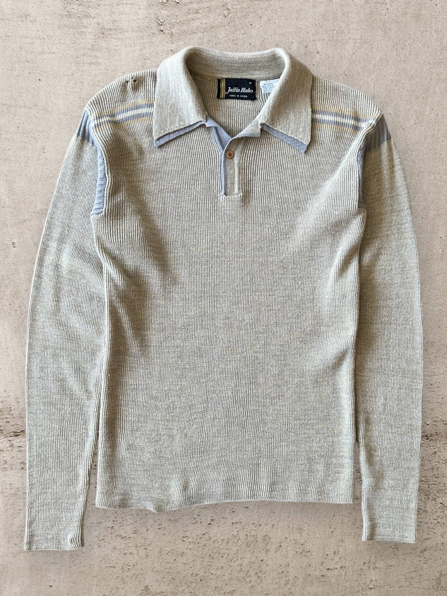 80s Justin Blake Double Collar Knit Sweater - Medium