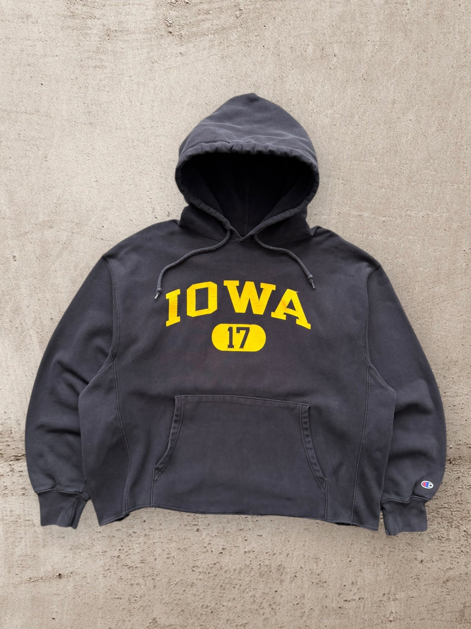 00s Champion Reverse Weave Iowa Hawkeyes Cropped Hoodie - XL