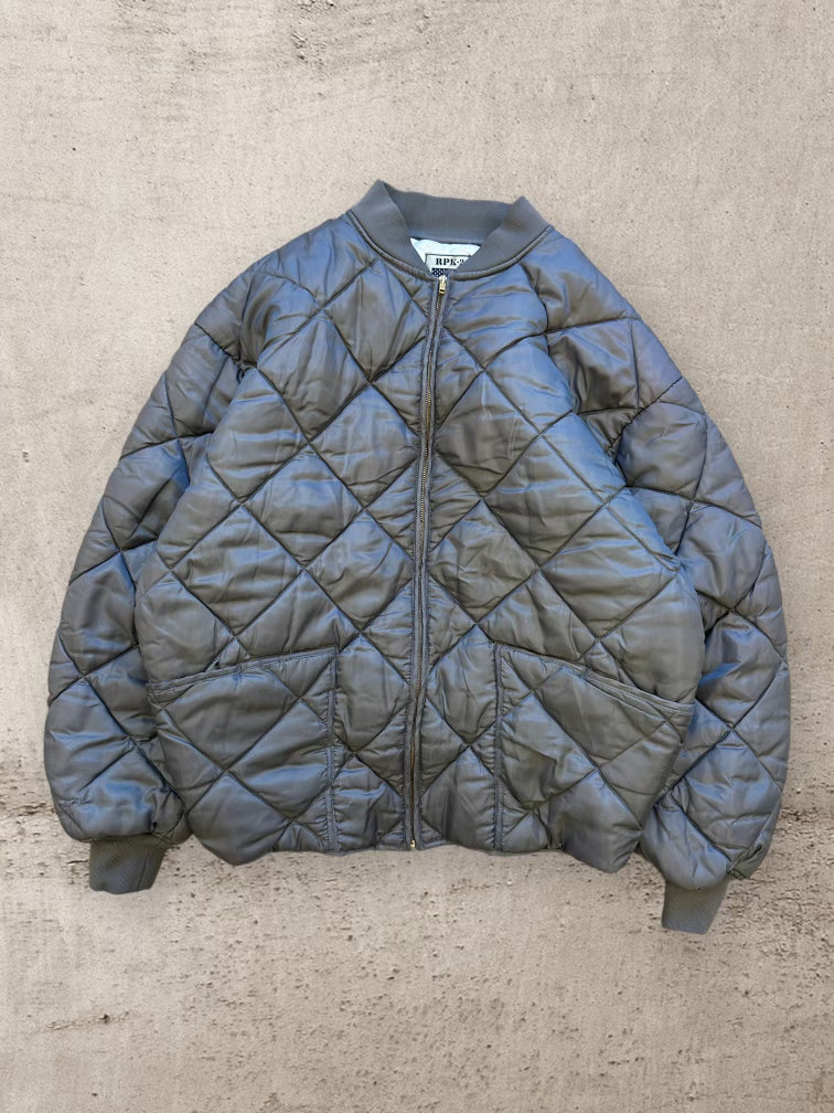 00s R.P.K America Diamond Quilted Zip Up Jacket - XL