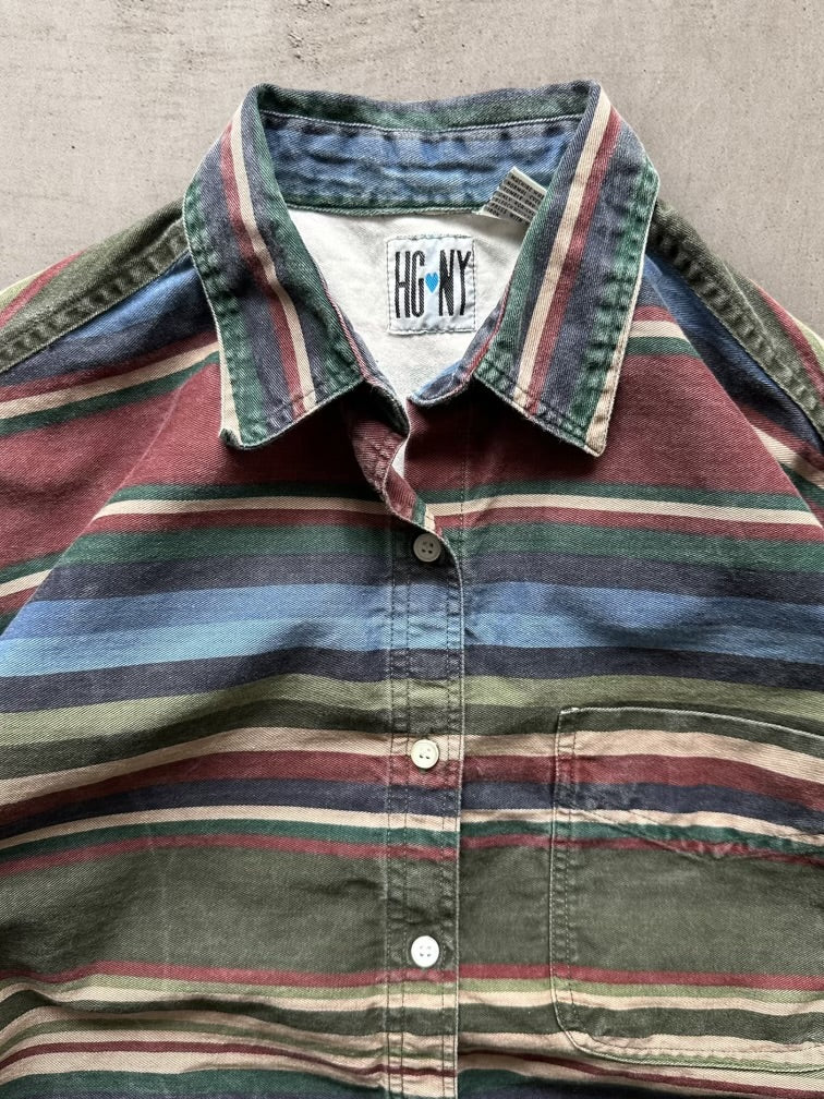 90s HGNY Striped Button Up Shirt - Large